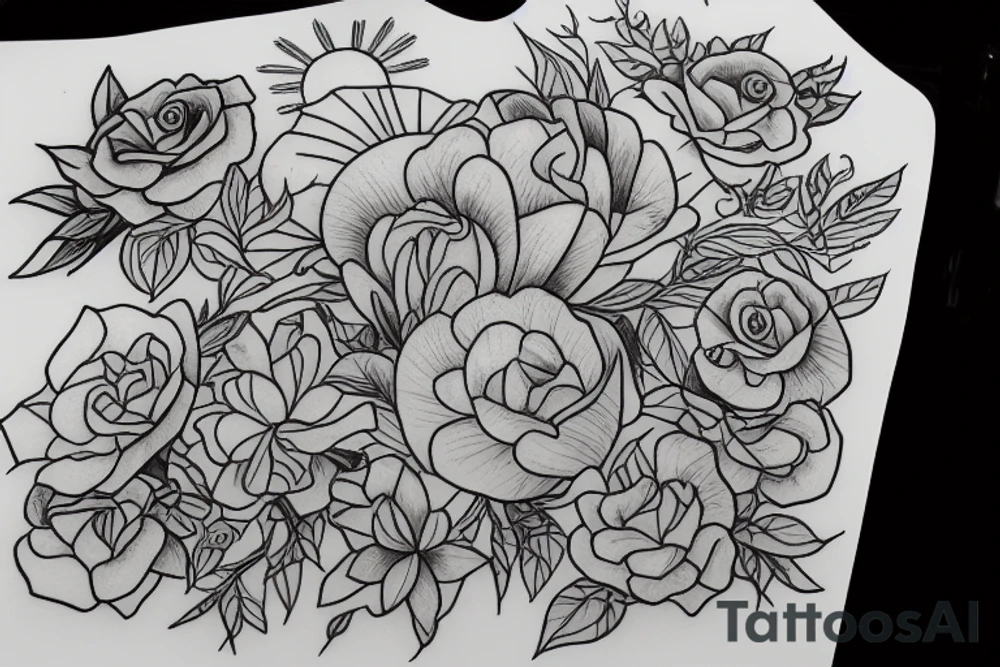 window with flowers tattoo idea