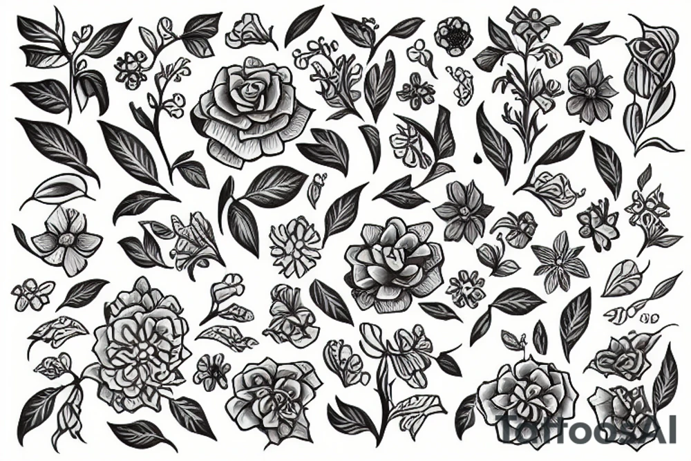window with flowers tattoo idea