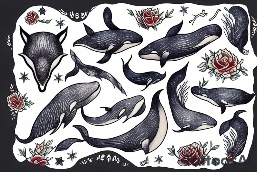 whale fox tattoo idea