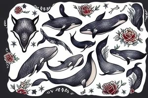 whale fox tattoo idea