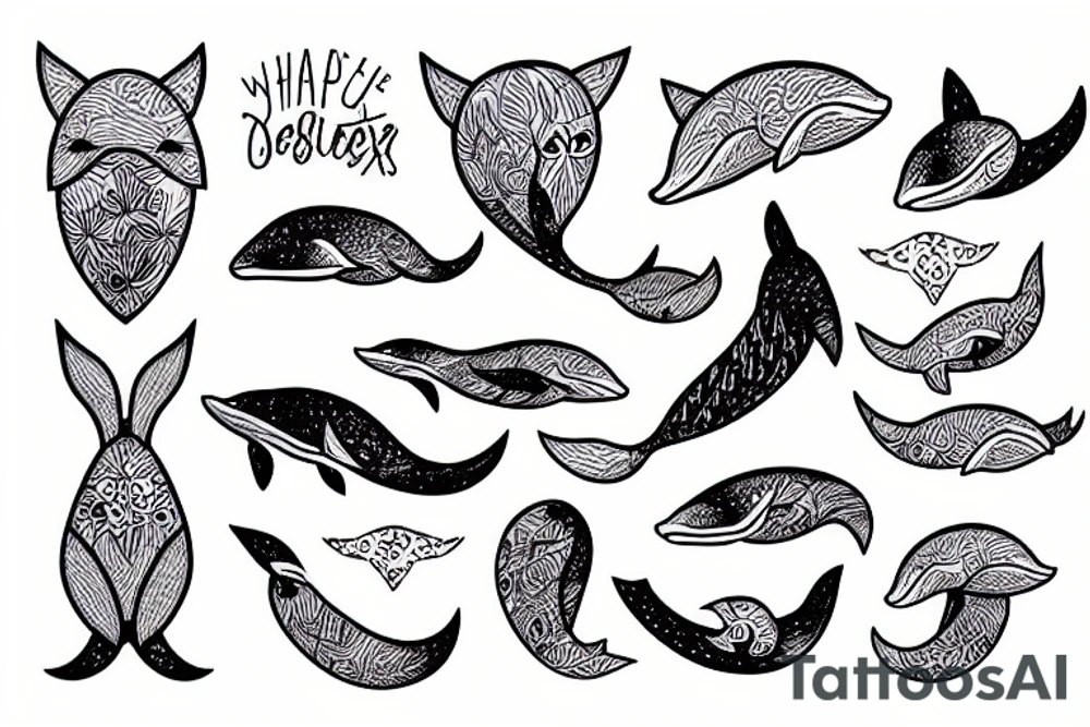 whale fox tattoo idea