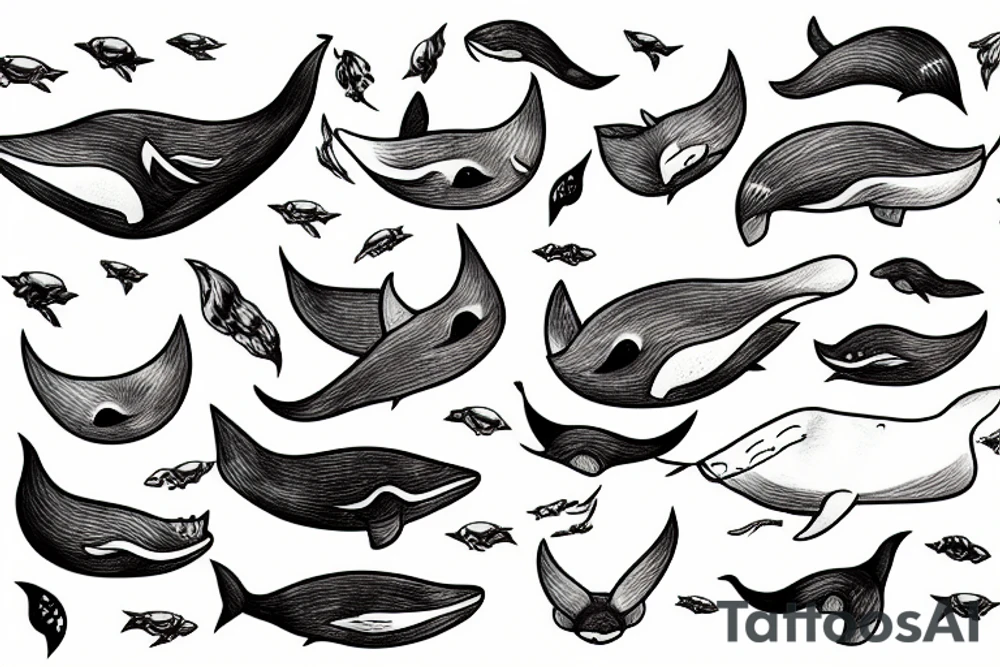 whale fox tattoo idea