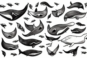 whale fox tattoo idea