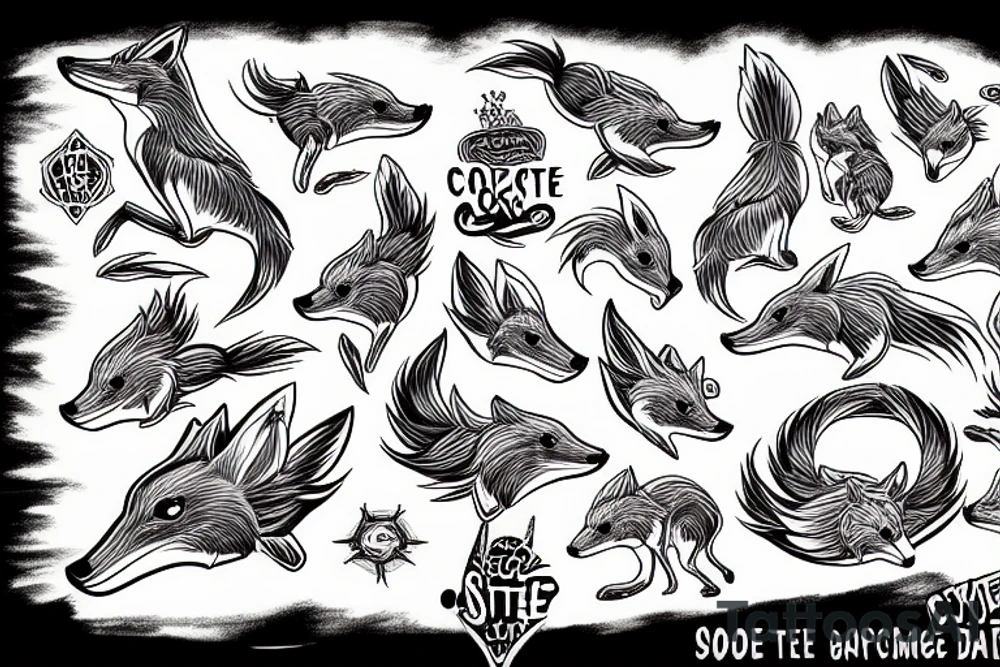 coyote dolphin tattoo idea
