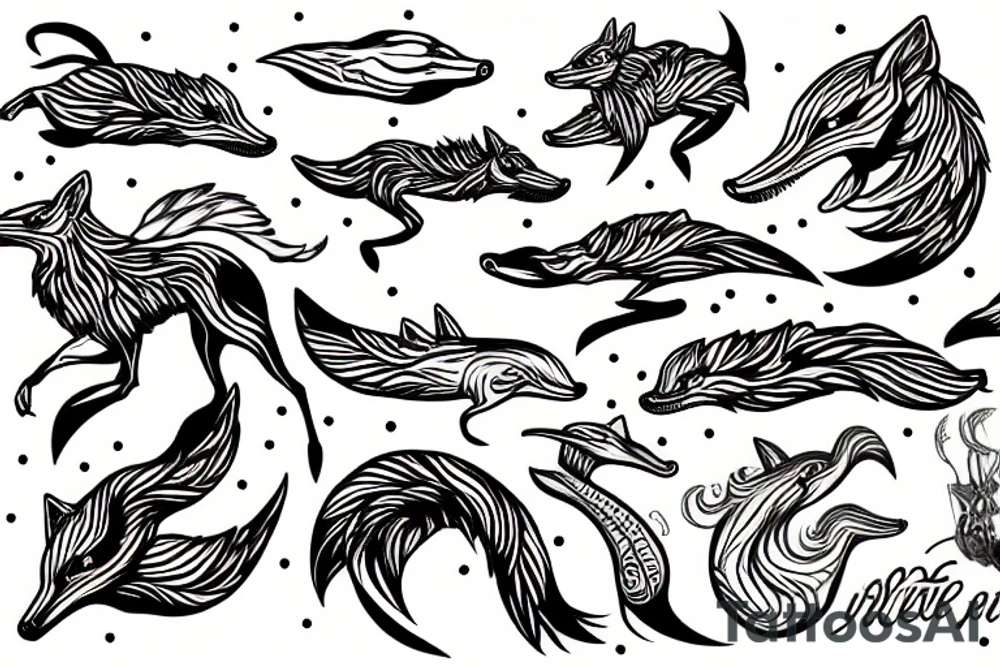 coyote dolphin tattoo idea