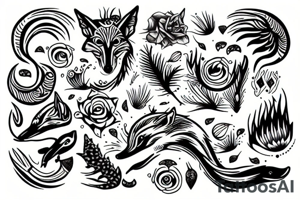 coyote dolphin tattoo idea