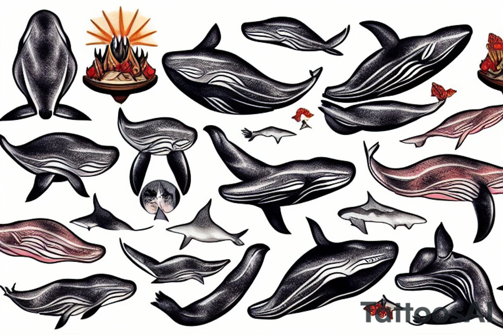 whale wild turkey tattoo idea