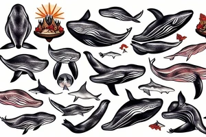 whale wild turkey tattoo idea