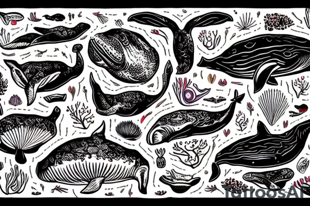 whale wild turkey tattoo idea