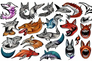 coyote shark tattoo idea