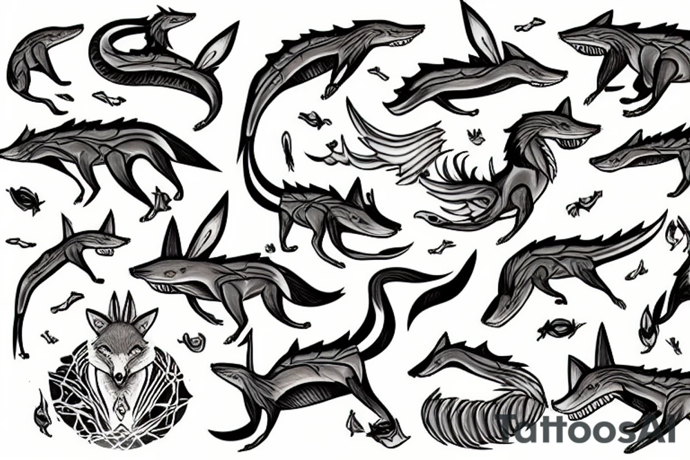 coyote shark tattoo idea