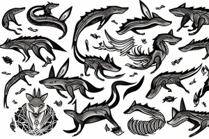 coyote shark tattoo idea