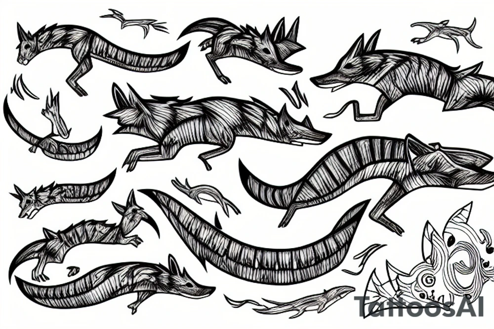 coyote shark tattoo idea