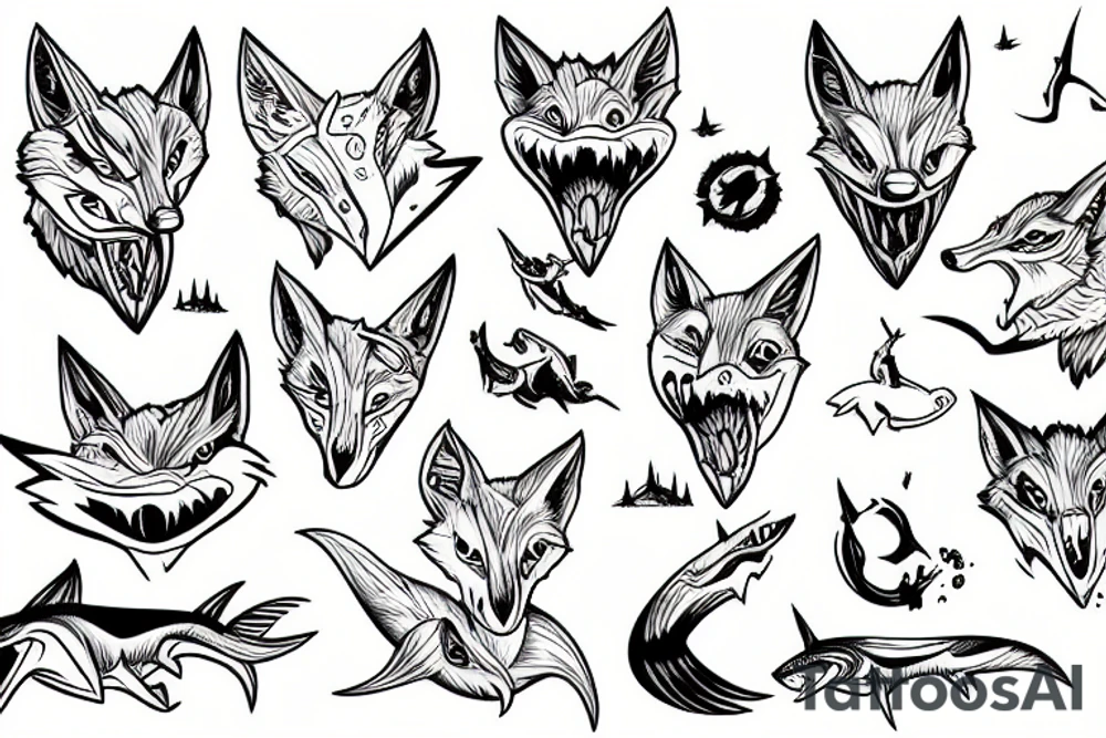 coyote shark tattoo idea