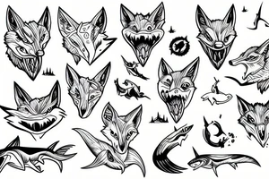 coyote shark tattoo idea