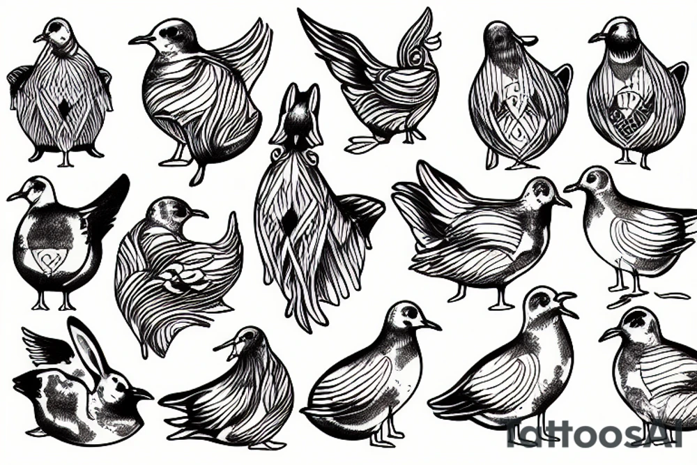 seagull rabbit tattoo idea