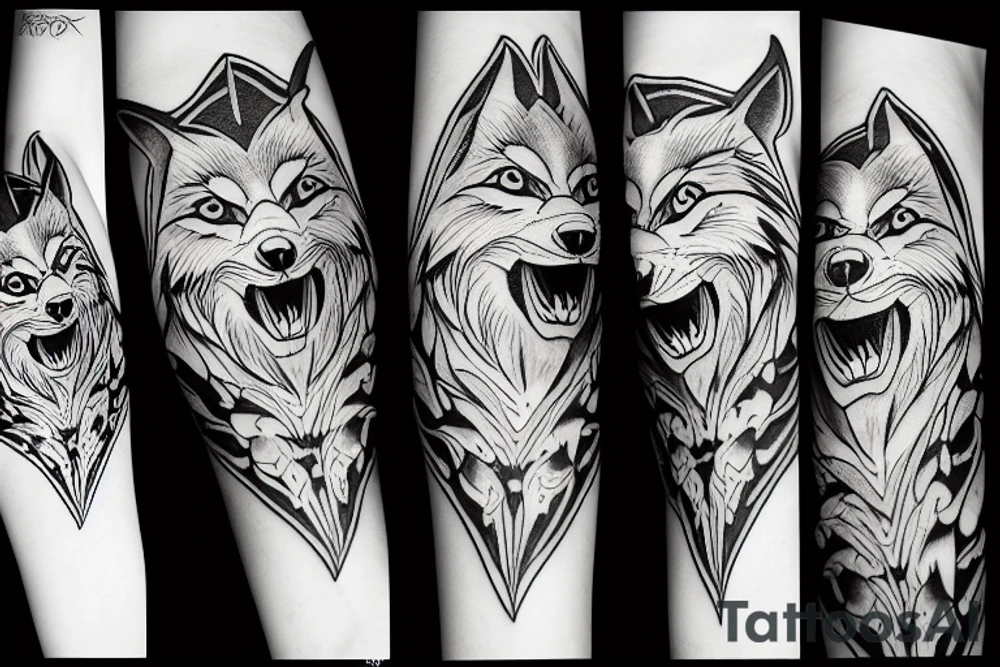 wolf howling tattoo idea