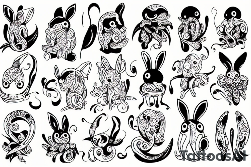bunny squid tattoo idea