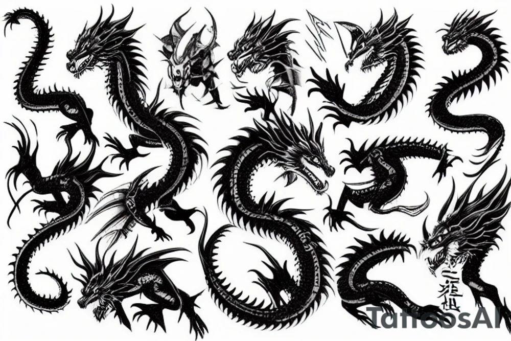 japan dragon cyberpunk tattoo idea