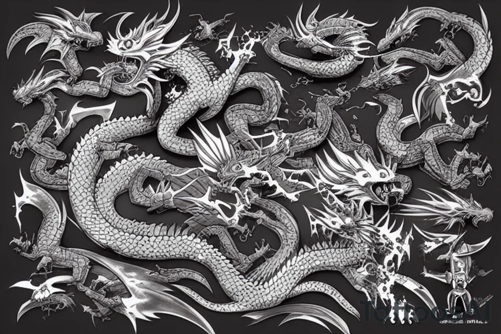 japan dragon cyberpunk tattoo idea