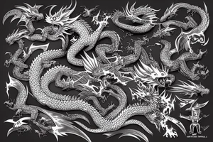 japan dragon cyberpunk tattoo idea