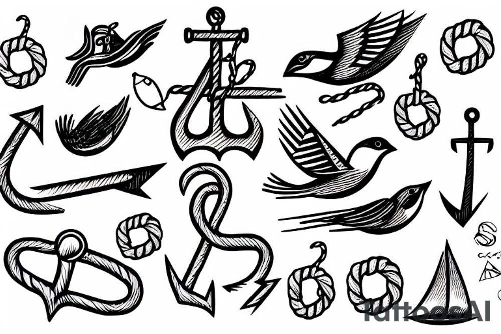 sparrow with anchor sailor type tattoo idea