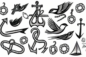 sparrow with anchor sailor type tattoo idea