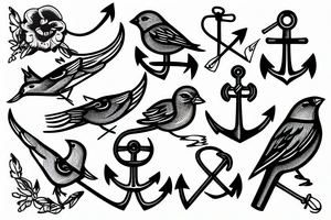 sparrow with anchor sailor type tattoo idea