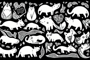 Hippo and a fox tattoo idea