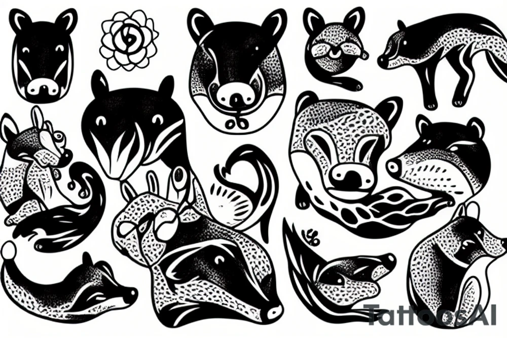 Hippo and a fox tattoo idea