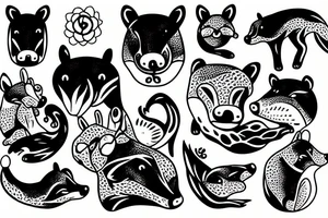 Hippo and a fox tattoo idea