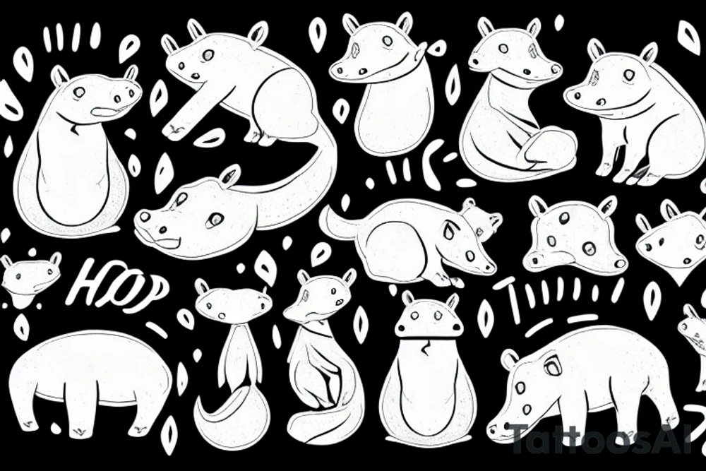 Hippo and a fox tattoo idea