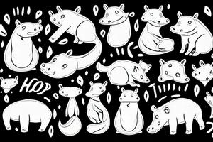 Hippo and a fox tattoo idea