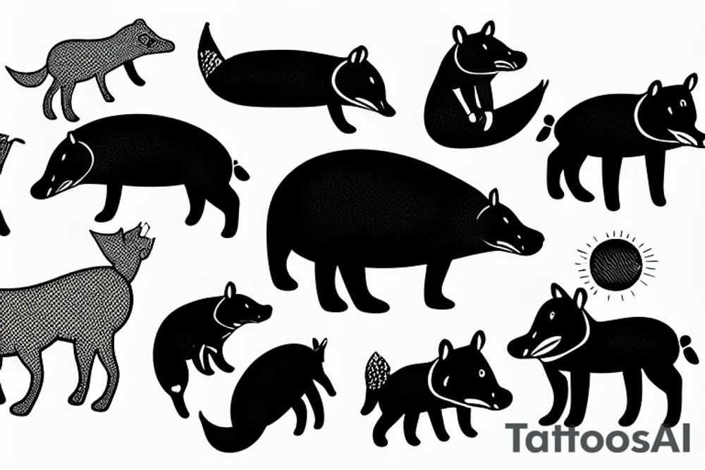 Hippo and a fox tattoo idea