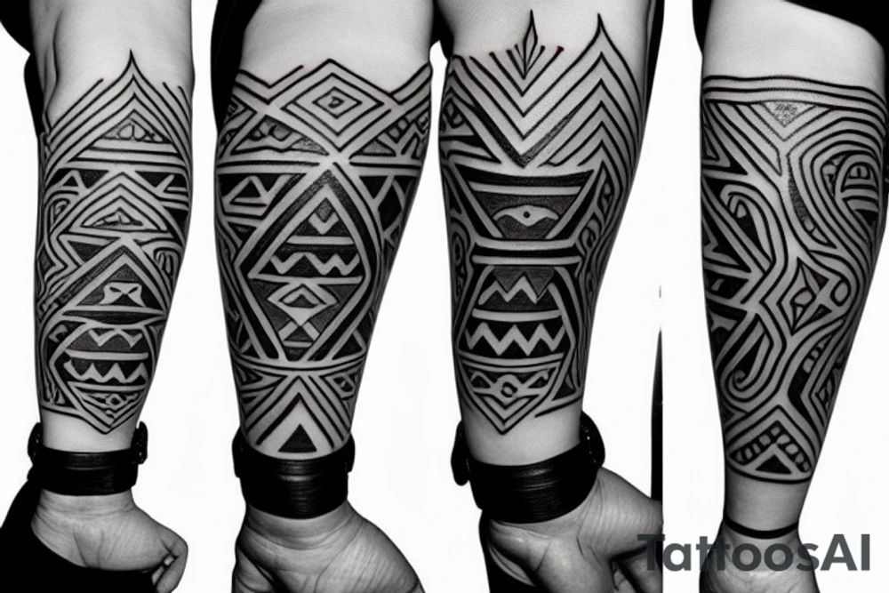 tribalbtatoo arm band  design with phaded geometrical shapes tattoo idea