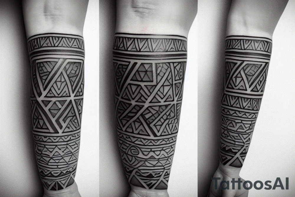 tribalbtatoo arm band  design with phaded geometrical shapes tattoo idea