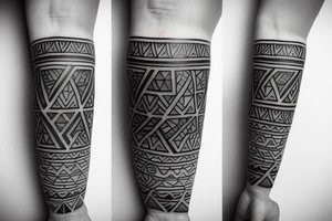 tribalbtatoo arm band  design with phaded geometrical shapes tattoo idea