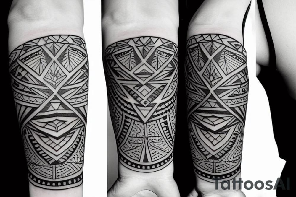 tribalbtatoo arm band  design with phaded geometrical shapes tattoo idea