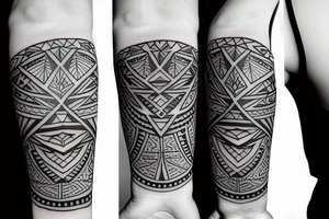 tribalbtatoo arm band  design with phaded geometrical shapes tattoo idea