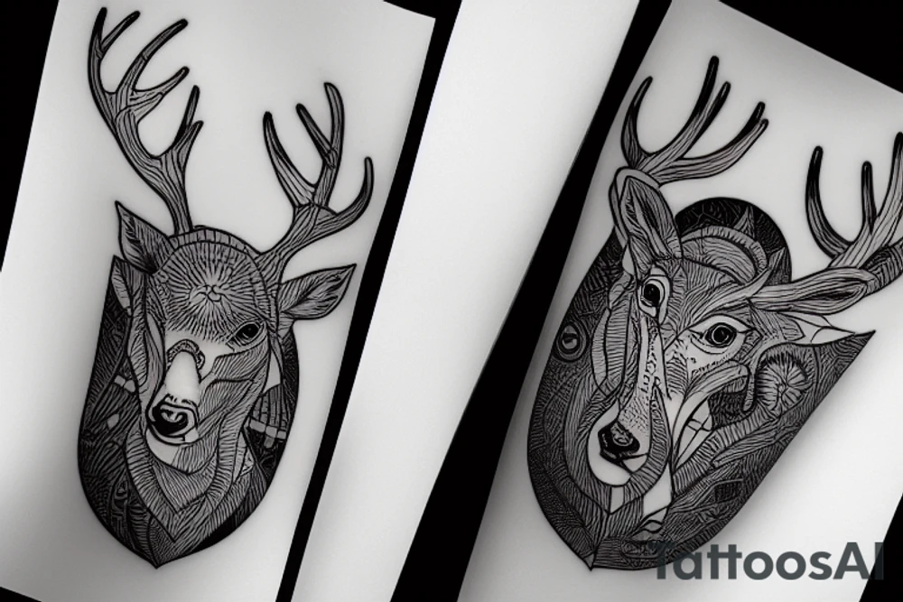 Male deer music tattoo idea