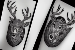 Male deer music tattoo idea