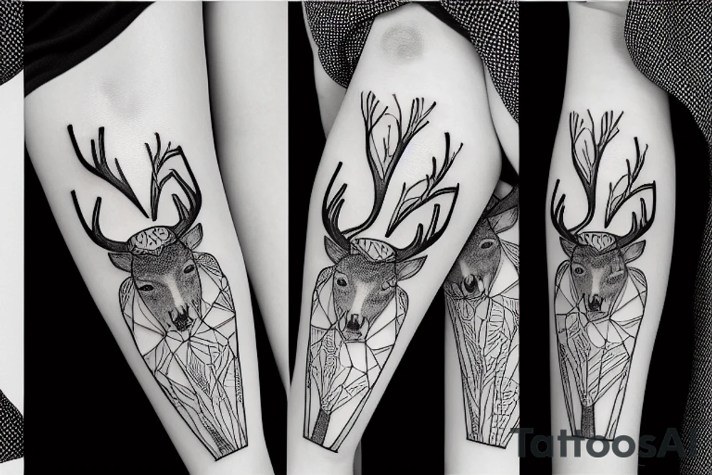 Male deer music tattoo idea