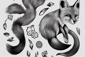 jumping fox whipshading illustration tattoo idea