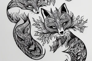 jumping fox whipshading illustration tattoo idea