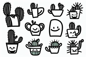 A smiling cactus holding a cup tattoo idea