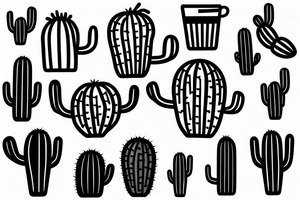 A smiling cactus holding a cup tattoo idea