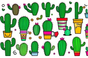 A smiling cactus holding a cup tattoo idea