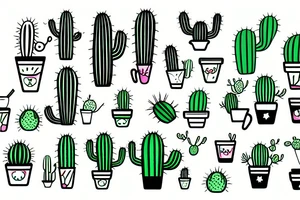A smiling cactus holding a cup tattoo idea
