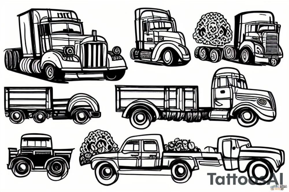 a truck and a pile of sand tattoo idea