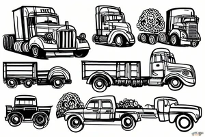 a truck and a pile of sand tattoo idea
